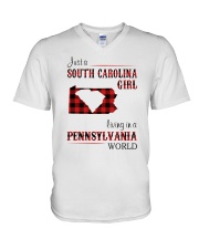 SOUTH CAROLINA GIRL LIVING IN PENNSYLVANIA WORLD V-Neck T-Shirt thumbnail