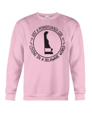 PENNSYLVANIA GIRL LIVING IN DELAWARE WORLD Crewneck Sweatshirt thumbnail