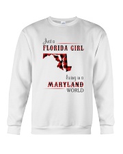 FLORIDA GIRL LIVING IN MARYLAND WORLD Crewneck Sweatshirt thumbnail