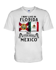 LIVE IN FLORIDA BEGAN IN MEXICO V-Neck T-Shirt tile