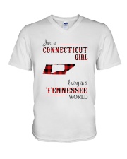 CONNECTICUT GIRL LIVING IN TENNESSEE WORLD V-Neck T-Shirt thumbnail