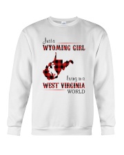 WYOMING GIRL LIVING IN WEST VIRGINIA WORLD Crewneck Sweatshirt thumbnail