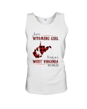 WYOMING GIRL LIVING IN WEST VIRGINIA WORLD Unisex Tank thumbnail