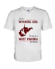 WYOMING GIRL LIVING IN WEST VIRGINIA WORLD V-Neck T-Shirt thumbnail