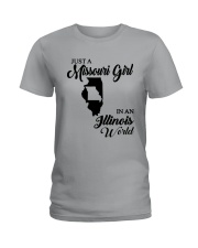 JUST A MISSOURI GIRL IN AN ILLINOIS WORLD Ladies T-Shirt thumbnail