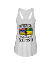 LIVE IN BRITISH COLUMBIA BEGAN IN SASKATCHEWAN Ladies Flowy Tank thumbnail