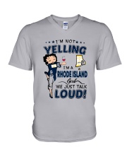 I'M A RHODE ISLAND GIRL WE JUST TALK LOUD V-Neck T-Shirt thumbnail