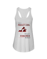 PHILLY GIRL LIVING IN VIRGINIA WORLD Ladies Flowy Tank tile