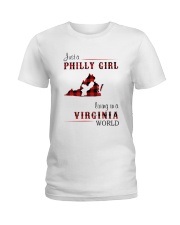 PHILLY GIRL LIVING IN VIRGINIA WORLD Ladies T-Shirt tile