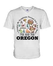 Oregon My Symptoms V-Neck T-Shirt tile