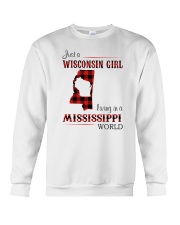 WISCONSIN GIRL LIVING IN MISSISSIPPI WORLD Crewneck Sweatshirt thumbnail