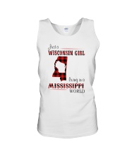 WISCONSIN GIRL LIVING IN MISSISSIPPI WORLD Unisex Tank thumbnail