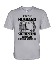 I'M THE HUSBAND OF A STATEN ISLAND WOMAN V-Neck T-Shirt tile