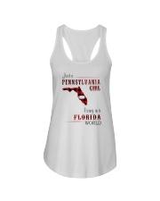 PENNSYLVANIA GIRL LIVING IN FLORIDA WORLD Ladies Flowy Tank tile