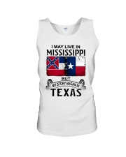 LIVE IN MISSISSIPPI BEGAN IN TEXAS Unisex Tank tile