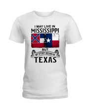 LIVE IN MISSISSIPPI BEGAN IN TEXAS Ladies T-Shirt tile