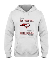 KENTUCKY GIRL LIVING IN NORTH CAROLINA WORLD Hooded Sweatshirt thumbnail