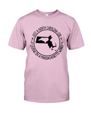 NORTH CAROLINA GIRL LIVING IN MASSACHUSETTS WORLD Classic T-Shirt thumbnail