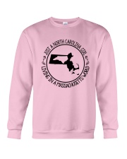 NORTH CAROLINA GIRL LIVING IN MASSACHUSETTS WORLD Crewneck Sweatshirt thumbnail