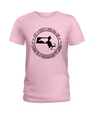 NORTH CAROLINA GIRL LIVING IN MASSACHUSETTS WORLD Ladies T-Shirt thumbnail