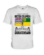 LIVE IN BC IN SASKATCHEWAN ROOT WOMEN V-Neck T-Shirt thumbnail