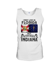 LIVE IN FLORIDA BEGAN IN INDIANA Unisex Tank tile