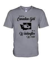 JUST A CANADIAN GIRL IN A WASHINGTON WORLD V-Neck T-Shirt thumbnail