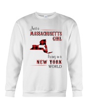 MASSACHUSETTS GIRL LIVING IN NEW YORK WORLD Crewneck Sweatshirt thumbnail