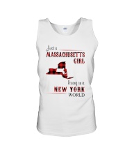 MASSACHUSETTS GIRL LIVING IN NEW YORK WORLD Unisex Tank thumbnail