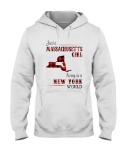 MASSACHUSETTS GIRL LIVING IN NEW YORK WORLD Hooded Sweatshirt thumbnail