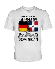 LIVE IN GERMANY BEGAN IN DOMINICAN V-Neck T-Shirt tile