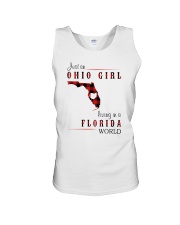 OHIO GIRL LIVING IN FLORIDA WORLD Unisex Tank tile