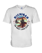 Michigan Nickname State V-Neck T-Shirt tile