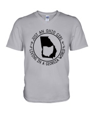 OHIO GIRL LIVING IN GEORGIA WORLD V-Neck T-Shirt thumbnail
