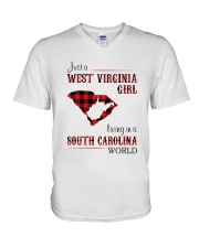 WEST VIRGINIA GIRL LIVING IN SOUTH CAROLINA WORLD V-Neck T-Shirt thumbnail
