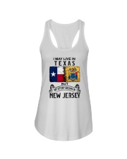 LIVE IN TEXAS BEGAN IN NEW JERSEY Ladies Flowy Tank tile