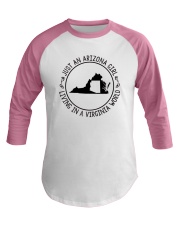 ARIZONA GIRL LIVING IN A VIRGINIA WORLD Baseball Tee tile