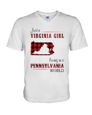 VIRGINIA GIRL LIVING IN PENNSYLVANIA WORLD V-Neck T-Shirt thumbnail