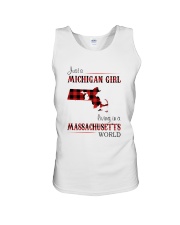 MICHIGAN GIRL LIVING IN MASSACHUSETTS WORLD Unisex Tank thumbnail