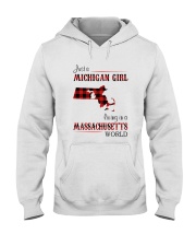 MICHIGAN GIRL LIVING IN MASSACHUSETTS WORLD Hooded Sweatshirt thumbnail
