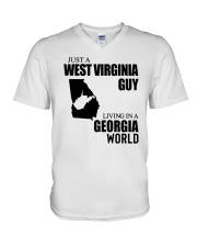 JUST A WV GUY LIVING IN GEORGIA WORLD V-Neck T-Shirt thumbnail