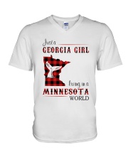GEORGIA GIRL LIVING IN MINNESOTA WORLD V-Neck T-Shirt thumbnail