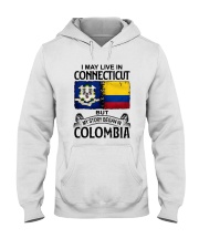 LIVE IN CONNECTICUT BEGAN IN COLOMBIA Hooded Sweatshirt tile