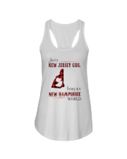 JERSEY GIRL LIVING IN NEW HAMPSHIRE WORLD Ladies Flowy Tank tile