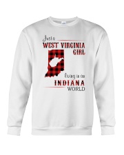 WEST VIRGINIA GIRL LIVING IN INDIANA WORLD Crewneck Sweatshirt thumbnail