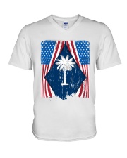 South Carolina Flag In America V-Neck T-Shirt tile