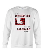 LOUISIANA GIRL LIVING IN COLORADO WORLD Crewneck Sweatshirt tile