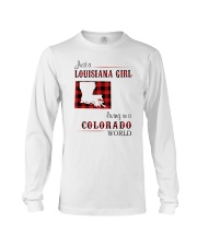 LOUISIANA GIRL LIVING IN COLORADO WORLD Long Sleeve Tee tile