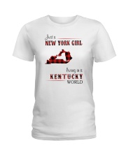 NEW YORK GIRL LIVING IN KENTUCKY WORLD Ladies T-Shirt thumbnail