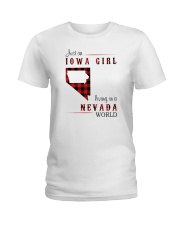 IOWA GIRL LIVING IN NEVADA WORLD Ladies T-Shirt thumbnail